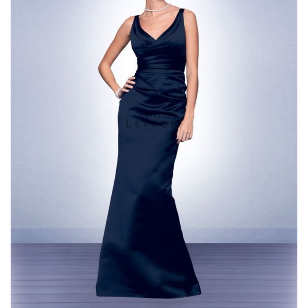 Bill Levkoff floor length navy blue dress